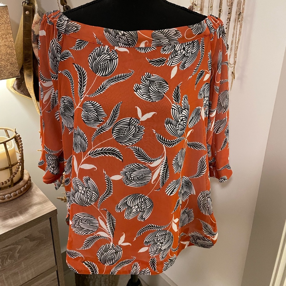 Rust Floral Off Shoulder Blouse